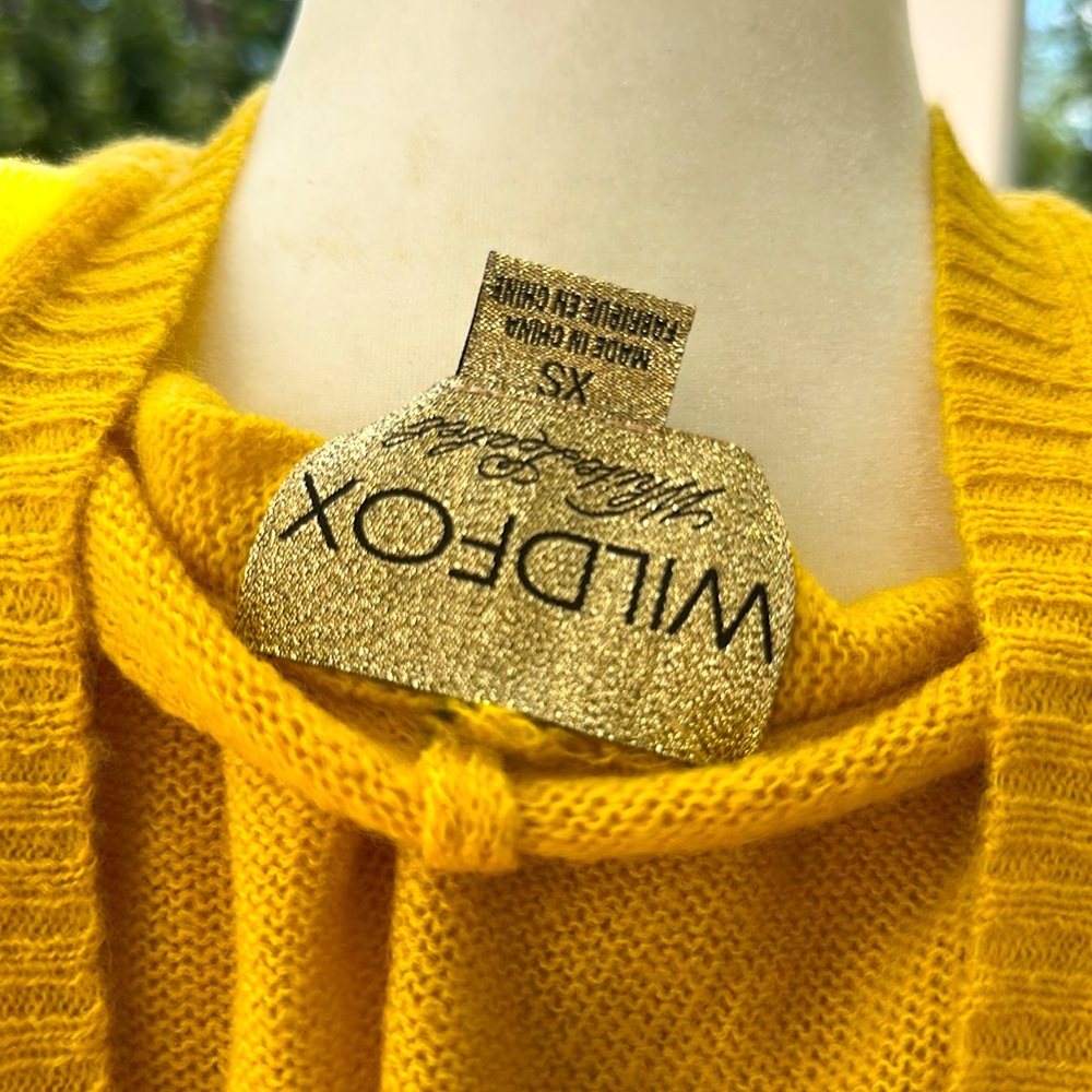 NWOT Wildfox White Label Yellow Smiley Face Fringe Poncho - Picture 4 of 6